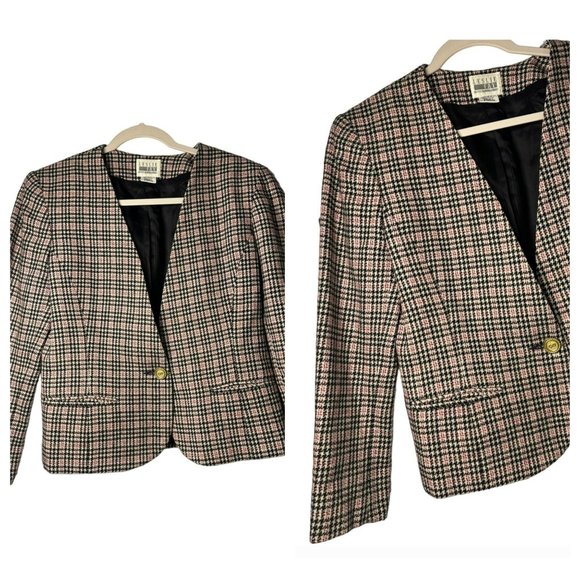 VTG Leslie Fay Wool Blend Plaid Ladies Sophisticated Nostalgic Blazer SZ 6P - Picture 1 of 8